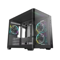 DeepCool CG330U 3F Panoramic Curved Glass Dual Chamber Micro-ATX Case, 3 Pre-installed PWM ARGB Fan, 1x USB-C,1× USB 3.0, 1×USB 2.0, Audio/Mic