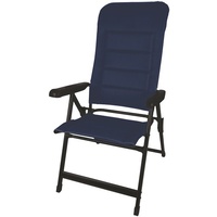 Dark Blue Folding Seven Reclining Position Padded Seat Sturdy Metal Camping Chair