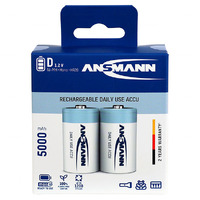 Ansmann 1.2V Ready to Use NiMH D size 5000mAh Rechargeable Battery 5030922-BP2