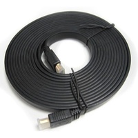 8Ware Flat HDMI Cable V1.4 19pin M-M M to M Gold Plated 3D 1080p Full HD 2m BLK