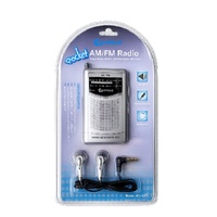 Sansai RD-502 Portable Pocket AM FM Radio Built-in Speaker Stereo Earphone Plug 