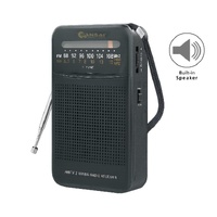 Sansai AM-FM Pocket Radio with Built in Speaker Telescopic Antenna Earphone Plug Black