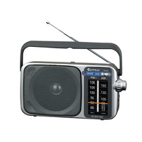 Sansai AM FM Silver Portable Radio Speaker Earphone Plug Jackon AC Power DC 