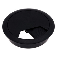 Office Home Black Round Plastic Computer Desk Grommet Cable Hole Cover 60mm RDG60B
