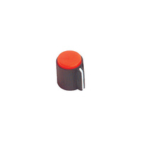 Small Ribbed Black Plastic Knobs with Red coloured cap & White Line indicator