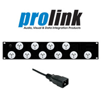 Prolink 10 Way GPO Power Strip 15A C20 Plug 2U Horizontal Rack Mount 3m Lead