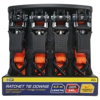 RTD52391 Ratchet Tie Down Straps with Ergonomic Rubberised Handles Pack of 4