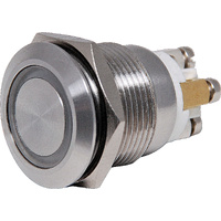 SPST IP65 Vandal Resistant Illuminated Red Blue LED Pushbutton Switch S0958