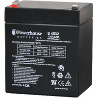 Powerhouse 12V 4.5Ah 4.8mm F1 Spade Connection Tab Sealed Lead Acid Battery 