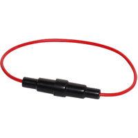 10A In-Line M205 Fuse Holder with Leads 32V DC Rated 140mm Length Automotive Use
