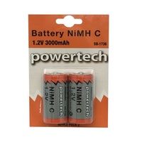 Powertech 3000mAH NiMH C Type Rechargeable Battery 2Pack