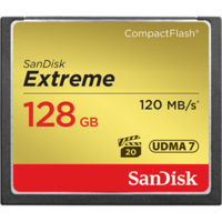 SanDisk Extreme CF, CFXSB 128GB, VPG20, UDMA 7, 120MB/s R, 85MB/s W, 4x6, Lifetime Limited