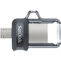 SanDisk Ultra Dual Drive m3.0, SDDD3 64GB, USB3.0, Black, USB3.0/micro-USB Connector, OTG-enabled Android devices, 5Y