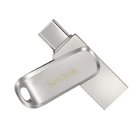 SanDisk Ultra Dual Drive Luxe USB Type-C™ Flash Drive - 64GB (Silver) 400MB/s USB3.1 Type-C Swivel for Android Smartphones Tablets Macs PCs