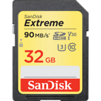 SanDisk Extreme SDHC, SDXVE 32GB, V30, U3, C10, UHS-I, 90MB/s R, 40MB/s W, 4x6, Lifetime Limited