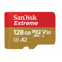 SanDisk Extreme microSDXC, SQXA1 128GB, V30, U3, C10, A2, UHS-I, 160MB/s R, 90MB/s W, 4x6, SD adaptor, Lifetime Limited, Action Cam/Drone SKU