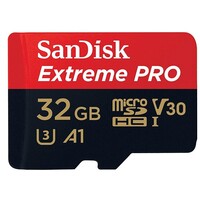 SanDisk Extreme Pro microSDHC, SQXCG 32GB, V30, U3, C10, A1, UHS-1, 100MB/s R, 90MB/s W, 4x6, SD adaptor, Lifetime Limited