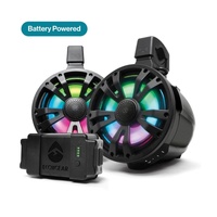 ECOXGEAR ETB08 2-Pack Black 8 Inch Marine Amplified Speakers + 1 Battery Pack