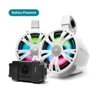 ECOXGEAR ETB08 2-Pack White 8 Inch Marine Amplified Speakers + 1 Battery Pack