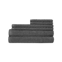 Sheraton 6 Piece 100% Cotton Textured Towel Set Charcoal  
