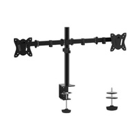 Shintaro Dual Monitor Mount for 10''-27'' Screen, Articulated Arms, F-Clamp &amp; Bolt, 360 Rotation, 180 Swivel, 90 Tilt, 8kgs Max Load Weight