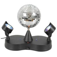 Rotating Disco Ball with LED Spotlights Additional 4 Red and Blue LEDs on Base