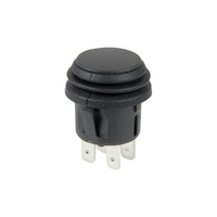 SP4105 IP56 Rated Round Pushbutton Switch DPST 250VAC 6A Black