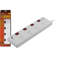 Doss 1.2m 4 Way Individually Switched Wall Mount Surge Protected Power Board