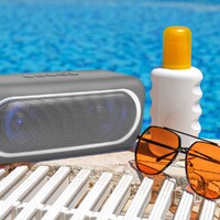 Laser LED Bluetooth Speaker Hand Free Built in Mic Gry