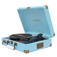 mbeat  Woodstock 2 Sky Blue Retro Turntable Player with BT Receiver & Transmitter