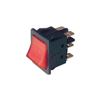 SR4643 250VAC 10A DPDT Heavy Duty Rocker Red Illuminated Switch 