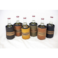 Didgeridoonas Stockman Stubbie Holder 6 Pack  Mixed Colours wool and oilskin