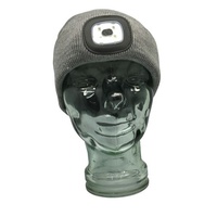 Grey Beanie with rechargeable LED Head Lamp