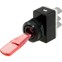 SPST 12V Toggle Switch Red Illuminated Red Toggle