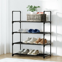 Artiss Shoe Rack Cabinet Stackable 4-tier 12 Pairs Black