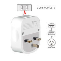 Sansai STV-3011 Outbound USB-A Travel AdaptorUK & Hong Kong White