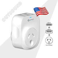 Sansai STV-5009 Surge Protected Travel Adapter USB A & C Port AU/USA Region