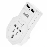 Sansai Travel Adaptor with USB Charging  Ports Light weight Surge Protected