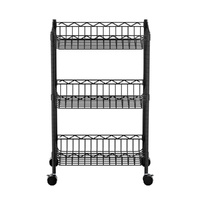Artiss 3-Tier Shelving Unit Adjustable Garage Storage Kitchen Rack With Wheels