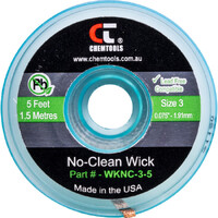 CHEMTOOLS SWNC3S WKNC-3-5 No Clean Solder Wick Braid 1.91mm x 1.5m Green
