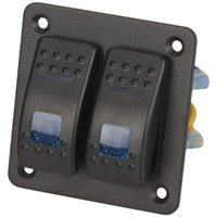 2 Way Illuminated Blue Rocker Switch Panel 45A Panel Rating