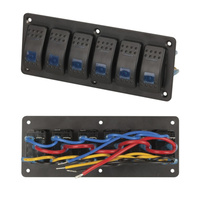 6 Way Illuminated Blue Rocker Switch Panel Rating 45A