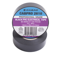 Cabac 19mm x 20m Cabpro 2610 PVC Electrical Tape Black 