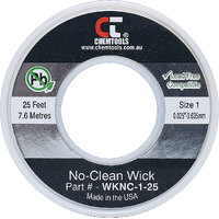 CHEMTOOLS SWNC1L WKNC1-25 0.635mm 7.6m Solder Wick Desoldering Braid White 