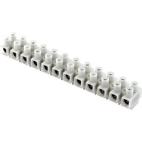  500V 30A Normal Strip Chrome Plated Steel Screws Large Terminal Block White