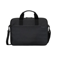 Targus 13-14' Intellect® Slim Briefcase Zippered padded front pocket Removable adjustable shoulder strap carry handles water-resistant fabric Black