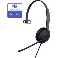 Yealink UH37 Microsoft Teams Certified USB Wired Headset, Mono, USB-A 2.0, 35mm Speaker, Busylight, Leather Ear Cushion, HD Audio