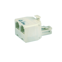 Sansai TEL-302 Modular Duplex Jack 1 Plug to 2 Sockets  Wall Outlet White