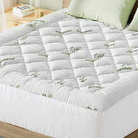 Giselle Bedding 5cm Pillowtop Mattress Topper 1000GSM Thick Soft Bamboo Cooling Pad for Back Pain Relief & Guest Bed, Washable Overfilled Cover with 4