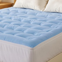 Giselle Bedding Pillowtop Mattress Topper 5cm Reversible Cooling & Soft Coral Fleece Pad for Back Pain Relief, Washable Skin-friendly Bed Protector wi